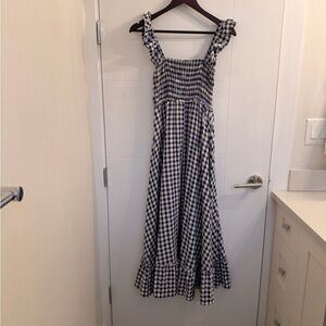 Max Studio Navy and Cream Checkered Dress